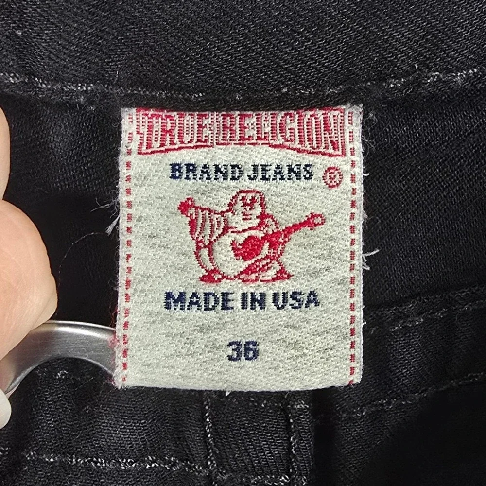 True Religion Ricky Jeans Y2K Mens 36 Black Flap Pocket Made in USA Denim